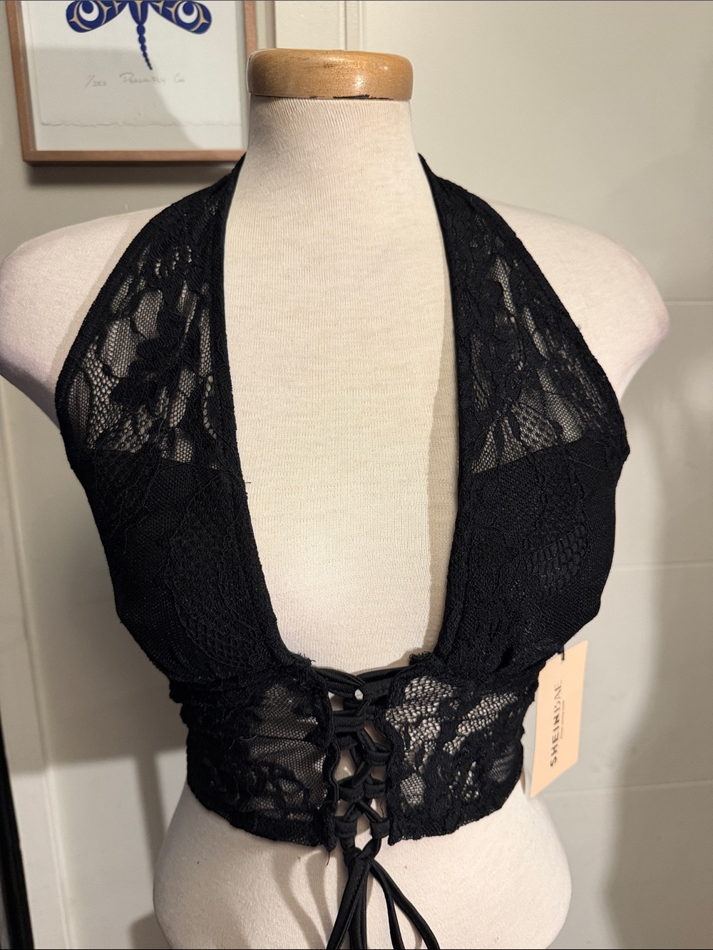 Aritzia Black Lace Halter Corset Bralette Top - Picture 7 of 7